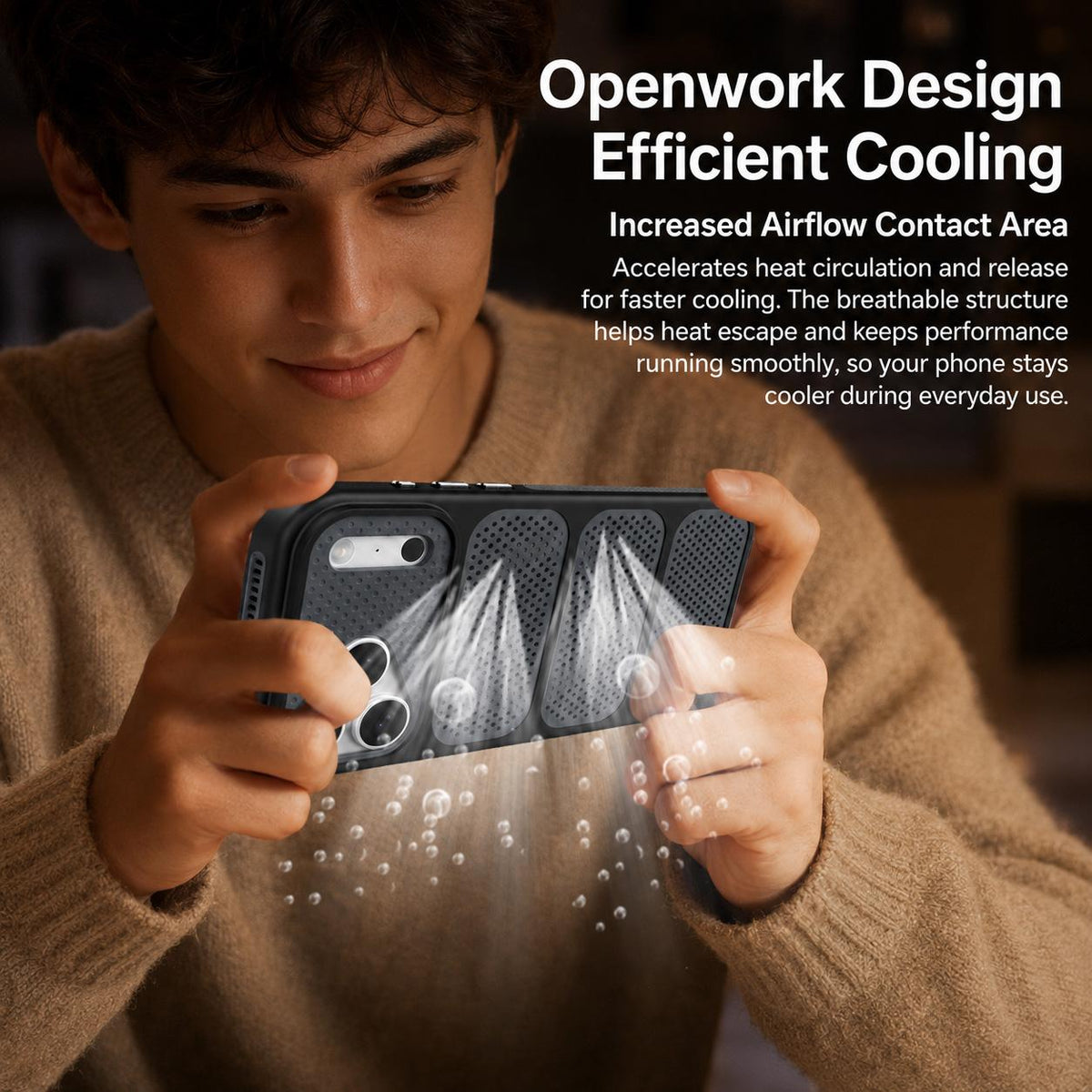 For iPhone 17 Pro Max Hollow Cooling Design Magnetic PC Hybrid TPU Phone Case - Grey - EDA009749601B