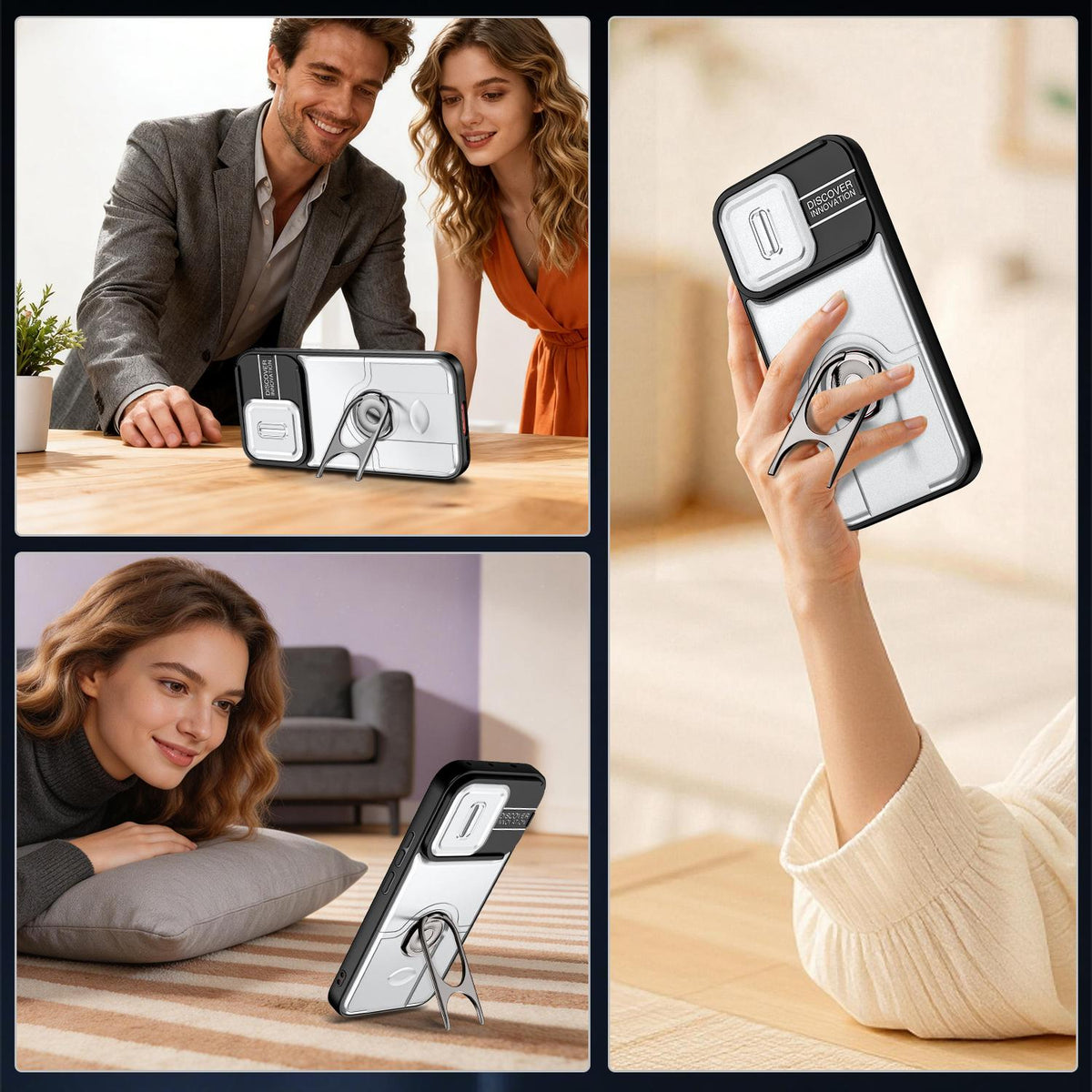 For vivo V70 5G / S50 5G Sliding Camera Cover 2 in 1 Rotating Holder Air Bag Shockproof Phone Case - Silvery - EDA009752601A