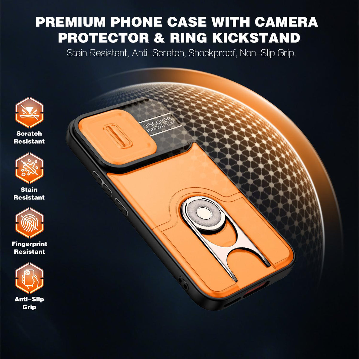 For vivo V70 5G / S50 5G Sliding Camera Cover 2 in 1 Rotating Holder Air Bag Shockproof Phone Case - Orange - EDA009752601F