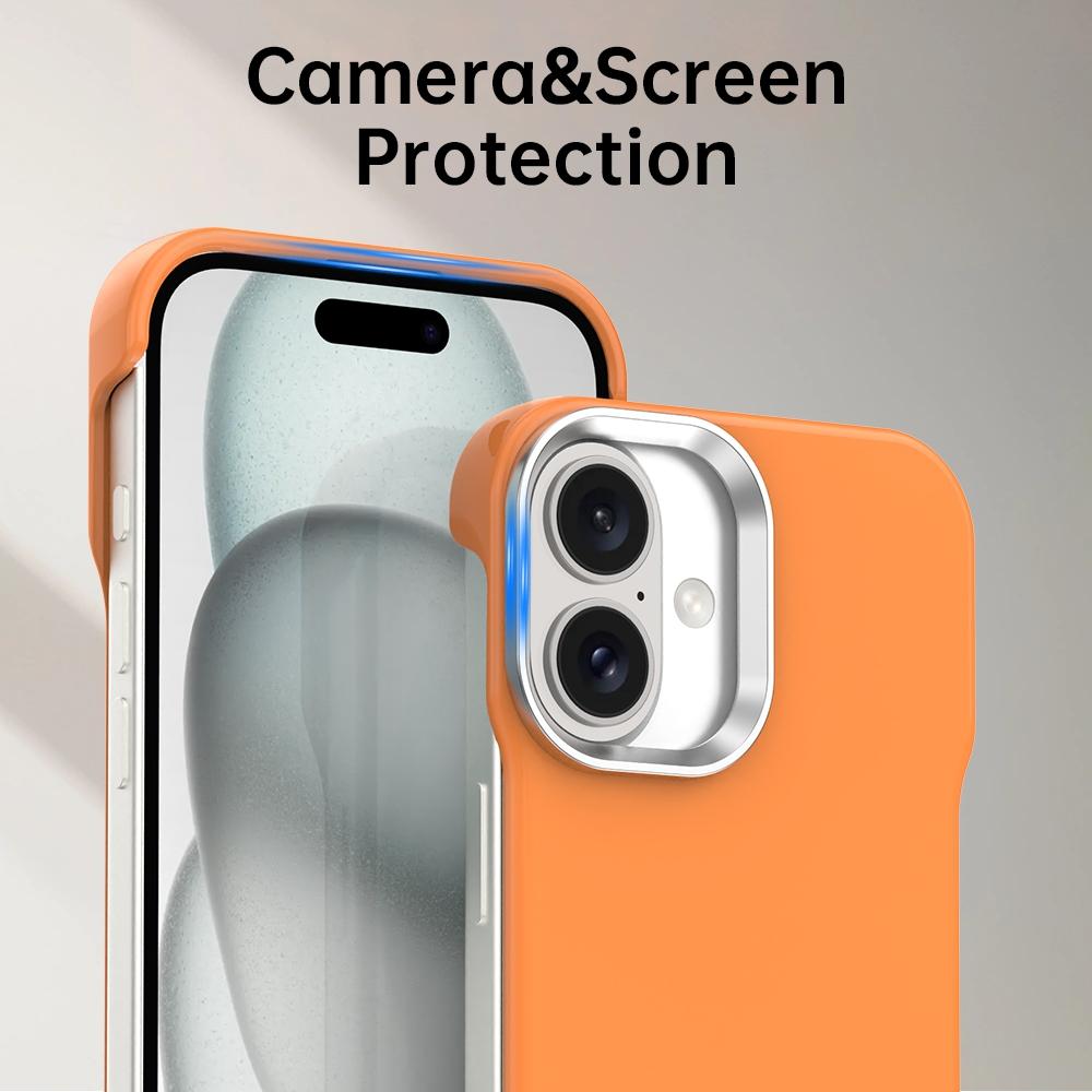 For iPhone 16 Ultra-Slim Frameless TPU + PET + PC Shockproof Phone Case - Orange - EDA009752908B