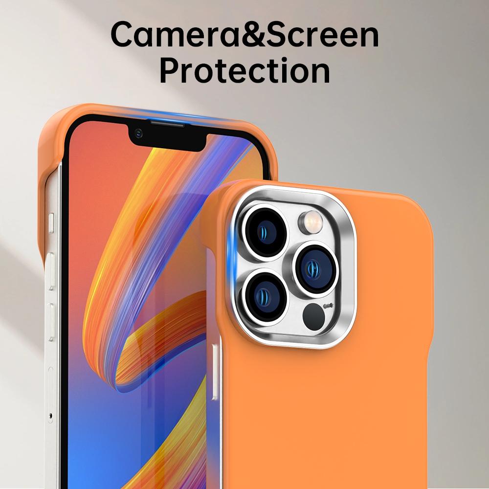 For iPhone 13 Pro Ultra-Slim Frameless TPU + PET + PC Shockproof Phone Case - Orange - EDA009752918B