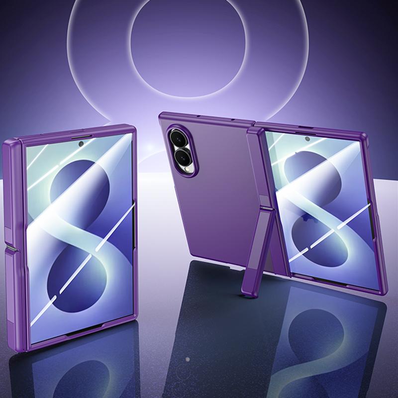 For Galaxy Z Fold8 5G Skin Feel Frosted Spray-Coated PC Hinge Holder Integrated Film Phone Case - Purple - EDA009757301B