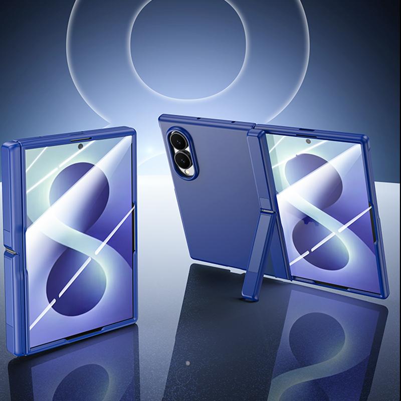 For Galaxy Z Fold8 5G Skin Feel Frosted Spray-Coated PC Hinge Holder Integrated Film Phone Case - Blue - EDA009757301C