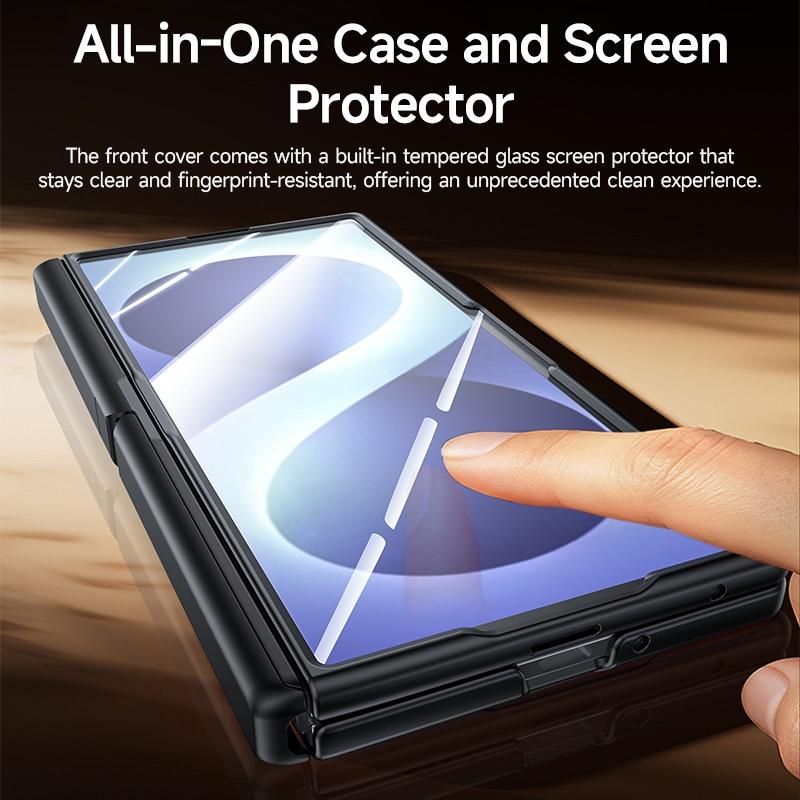 For Galaxy Z Fold8 Ultra 5G Skin Feel Frosted Spray-Coated PC Hinge Holder Integrated Film Phone Case - Blue - EDA009757302C