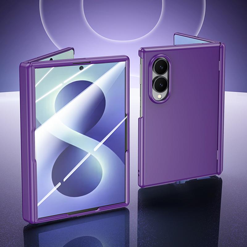For Galaxy Z Fold8 5G Skin Feel Frosted Spray-Coated PC Hinge Integrated Film Phone Case - Purple - EDA009757601B