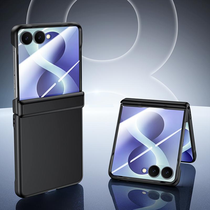 For Galaxy Z Flip8 5G Skin Feel Frosted Spray-Coated PC Hinge Integrated Film Phone Case - Black - EDA009758101A