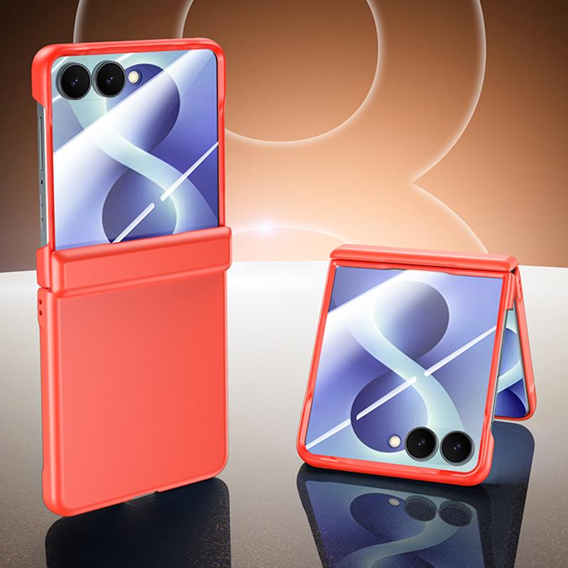 For Galaxy Z Flip8 5G Skin Feel Frosted Spray-Coated PC Hinge Integrated Film Phone Case - Orange - EDA009758101E