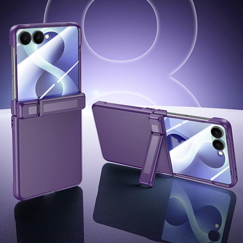 For Galaxy Z Flip8 5G Skin Feel Frosted Spray-Coated PC Hinge Holder Integrated Film Phone Case - Purple - EDA009758401B