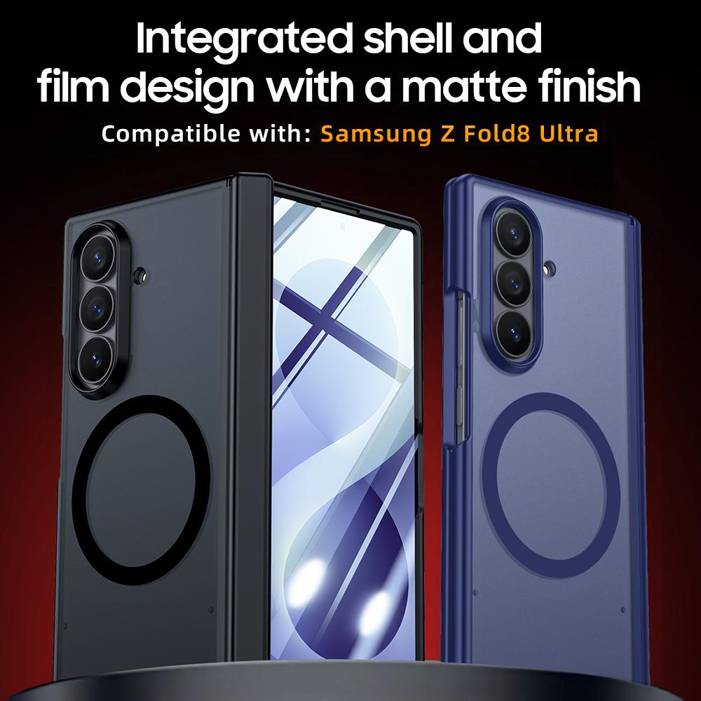 For Galaxy Z Fold8 Ultra 5G Intergrated Shell And Flim Skin Feel Translucent Frosted Magnetic Phone Case - Black - EDA009780202A