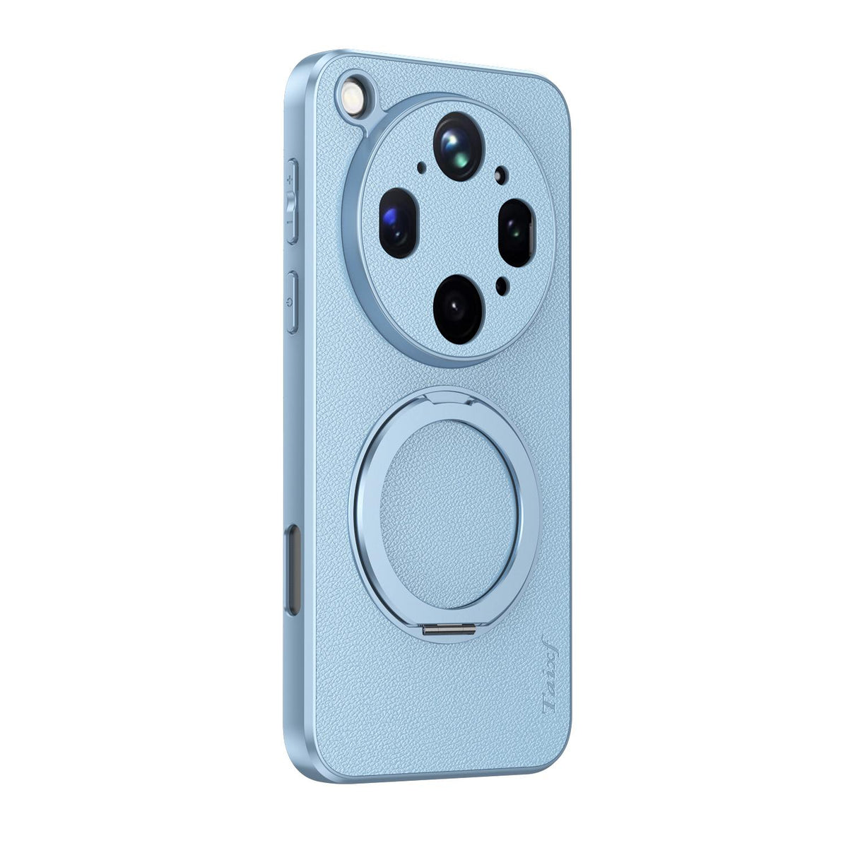 For OPPO Find X9 Ultra 5G Goatskin Vegan Leather Magnetic Phone Case With 360 Degree Rotating Holder - Blue - EDA009792610C