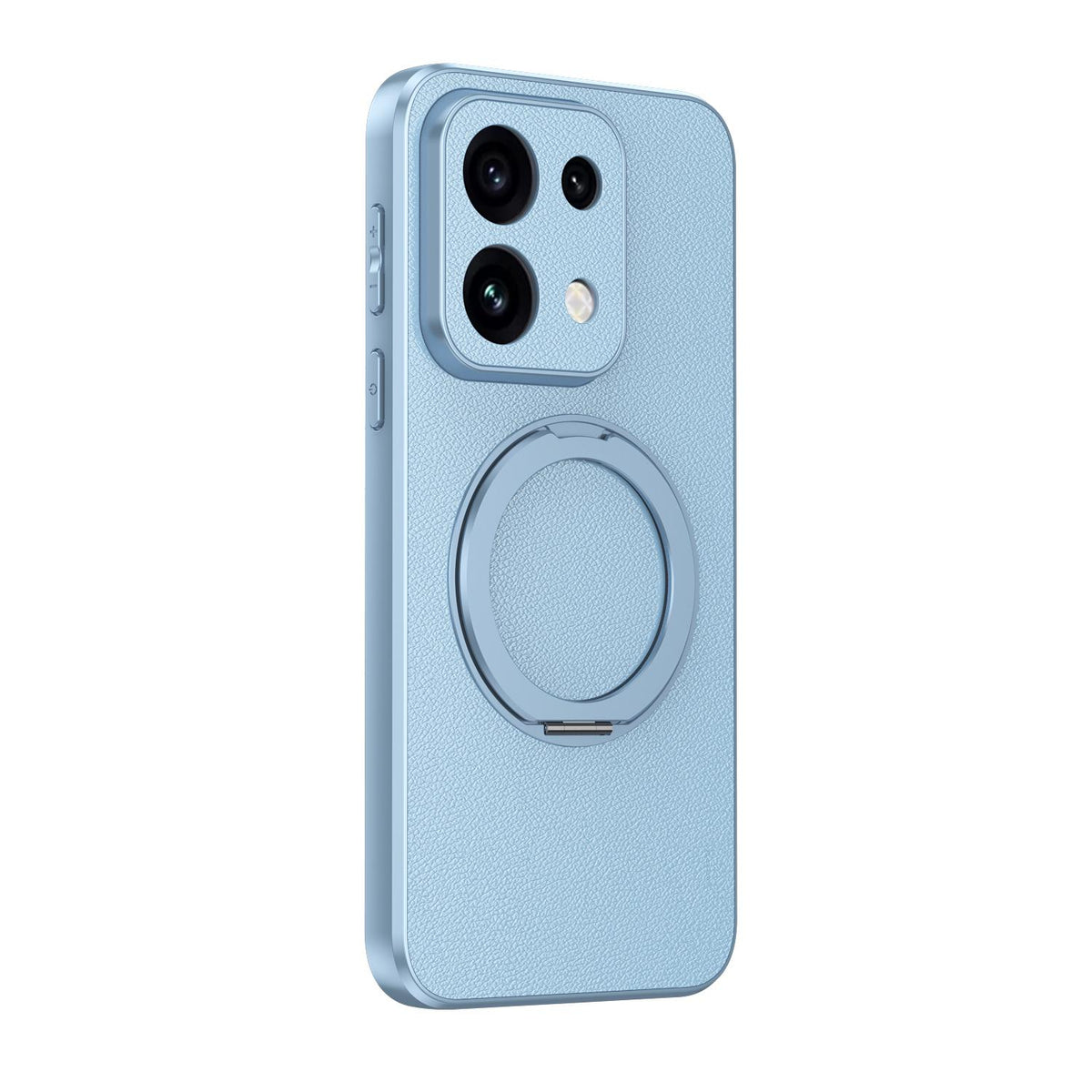 For OPPO Reno 16 5G Global Goatskin Vegan Leather Magnetic Phone Case With 360 Degree Rotating Holder - Blue - EDA009792615C