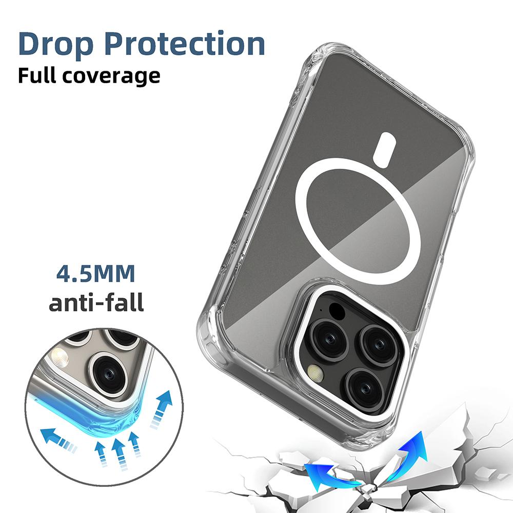 For iPhone 16 Pro Shockproof Magnetic PC Hybrid TPU Phone Case - Transparent - EDA009793506E