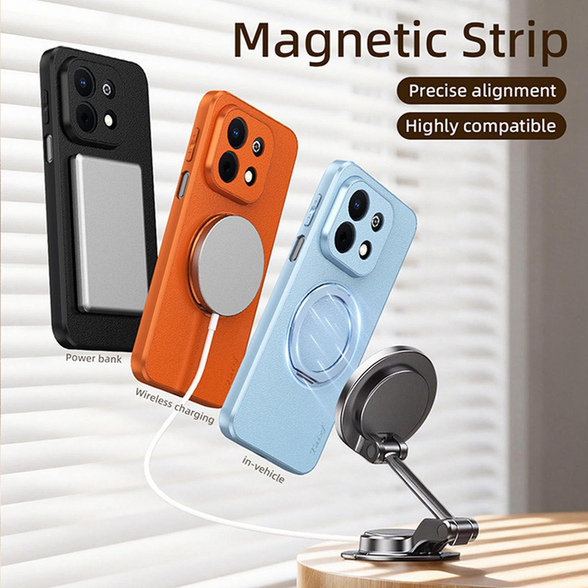 For Huawei Enjoy 90 Plus 5G Goatskin Vegan Leather Magnetic Phone Case With 360 Degree Rotating Holder - Blue - EDA009794202C