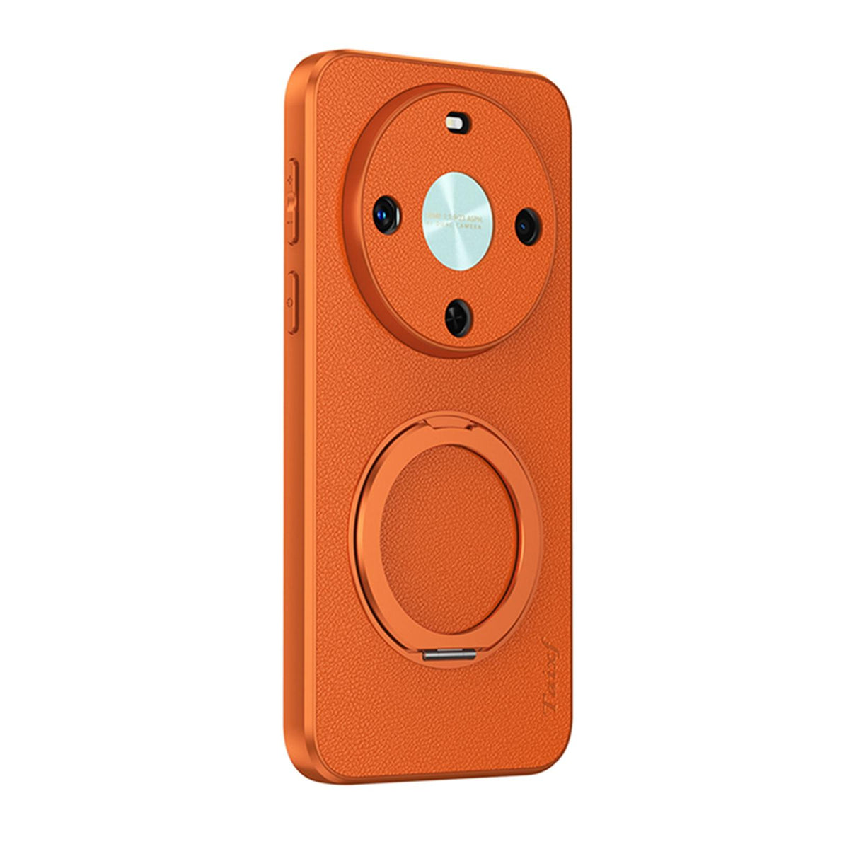 For Huawei Enjoy 70X Goatskin Vegan Leather Magnetic Phone Case With 360 Degree Rotating Holder - Orange - EDA009794204A