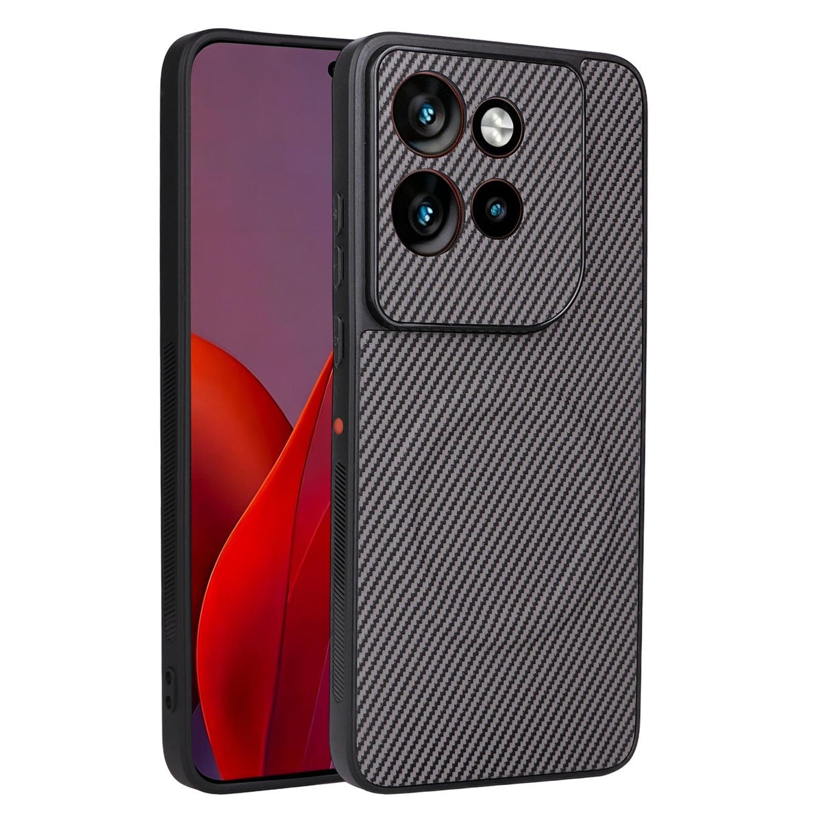 For Motorola Edge 60 Neo / Edge 50 Neo Precise Cutout Carbon Fiber Texture Vegan Leather Phone Case - Grey - EDA009801303C