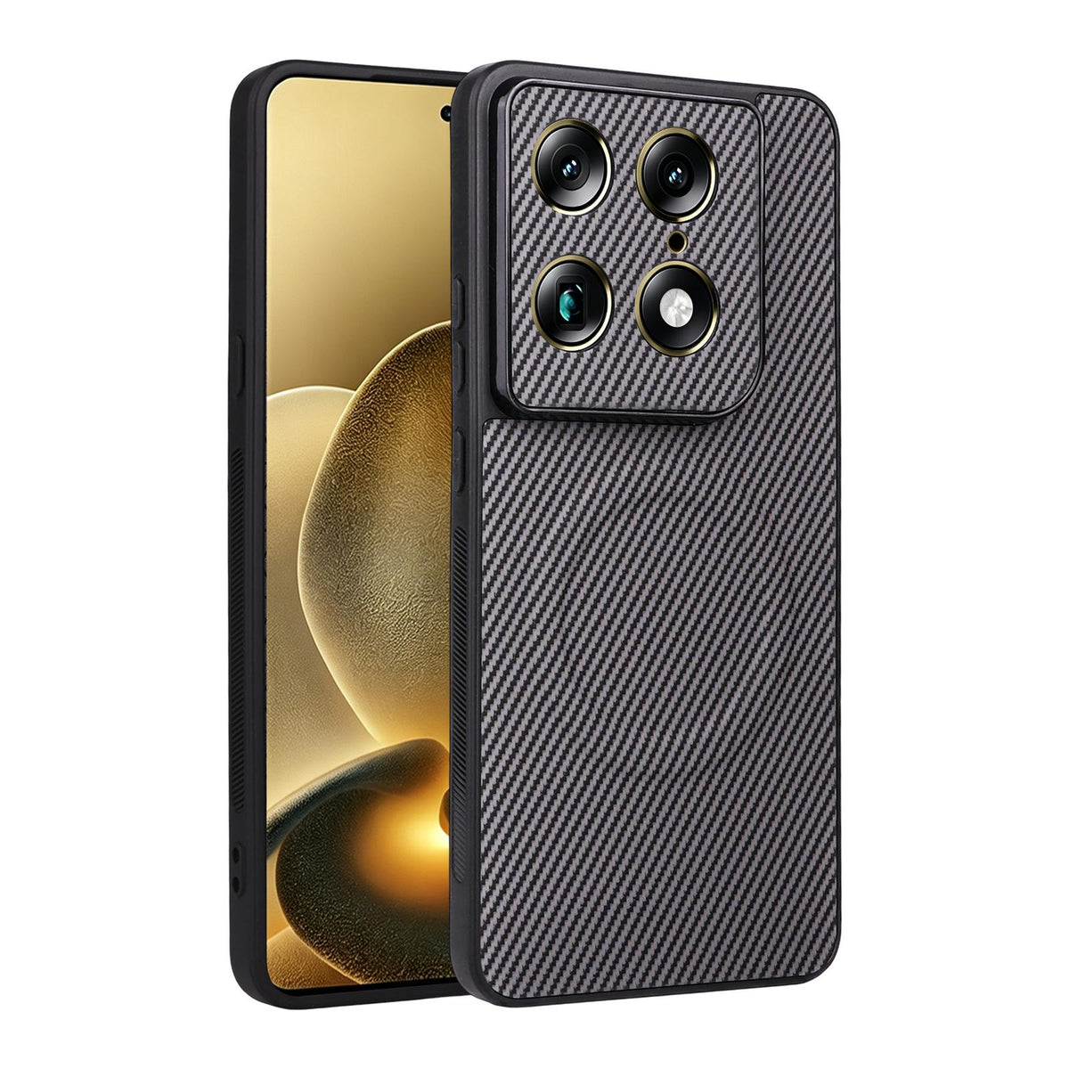 For Motorola Moto X70 Air Pro / Signature Precise Cutout Carbon Fiber Texture Vegan Leather Phone Case - Grey - EDA009801322C