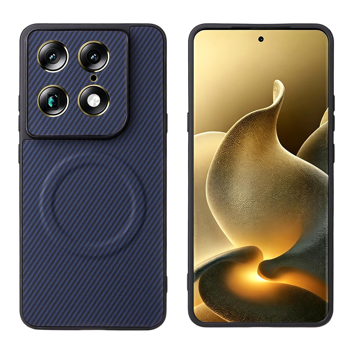 For Motorola Moto X70 Air Pro / Signature Precise Cutout Carbon Fiber Texture Vegan Leather Phone Case - Blue - EDA009801322D