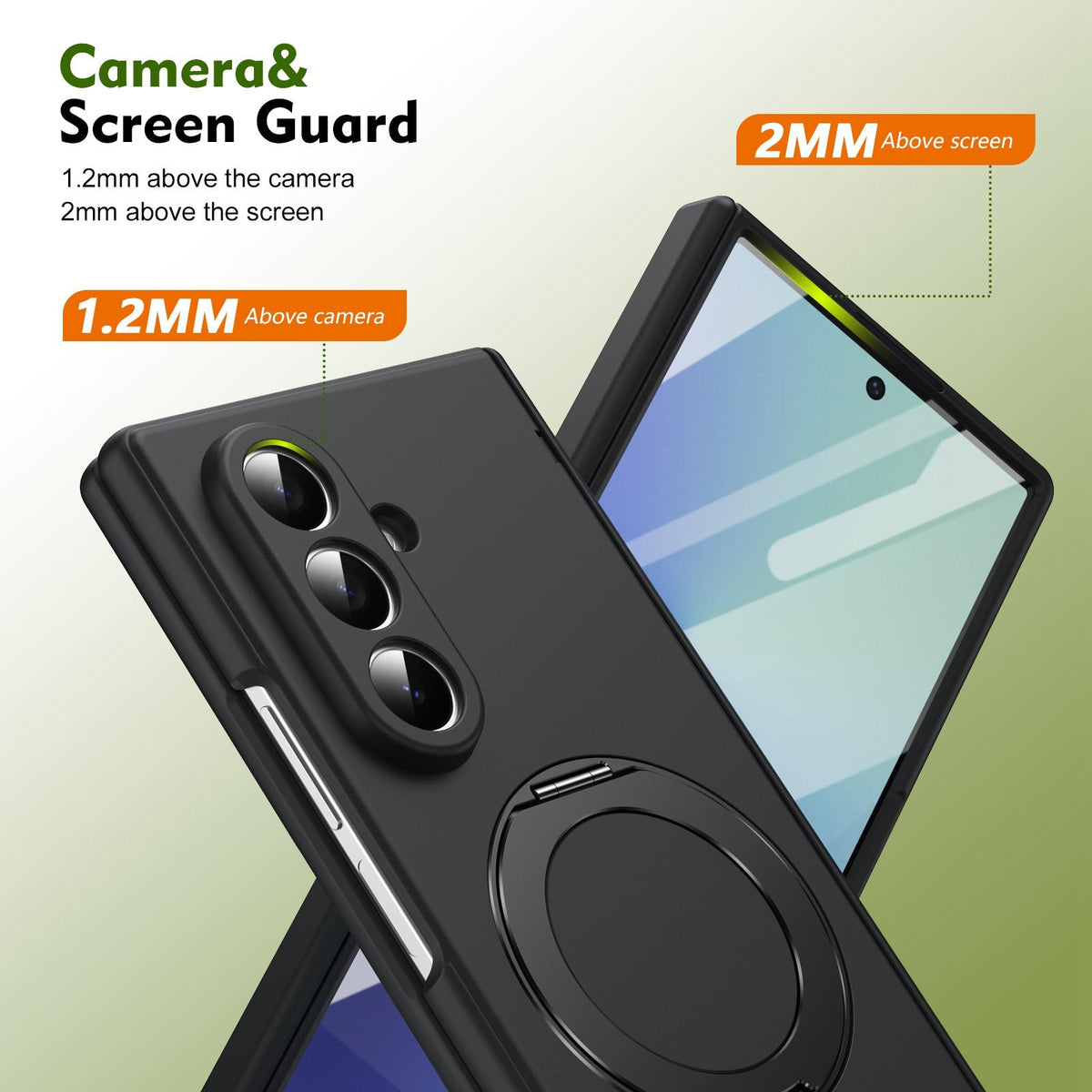 For Galaxy Z Fold8 Ultra 5G Rotation Magnetic Ring Holder Hinge Integrated Film Phone Case - Black - EDA009804302A