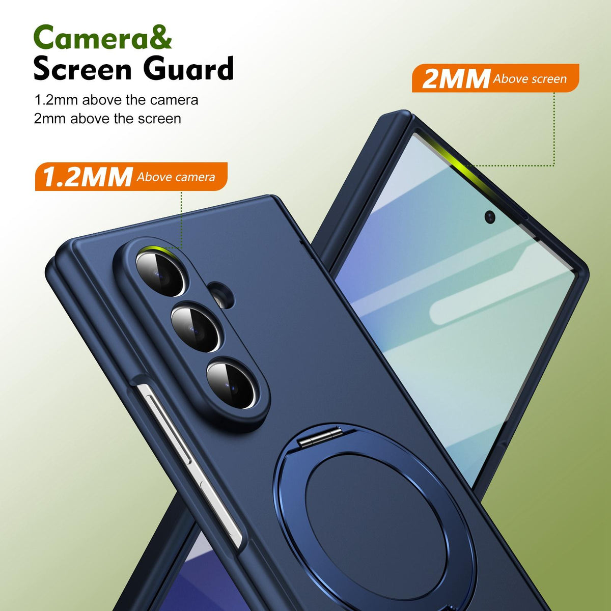 For Galaxy Z Fold8 Ultra 5G Rotation Magnetic Ring Holder Hinge Integrated Film Phone Case - Blue - EDA009804302B