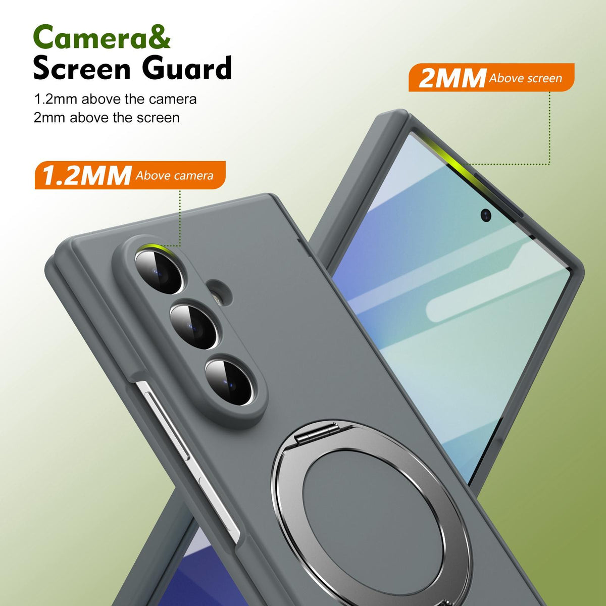 For Galaxy Z Fold8 Ultra 5G Rotation Magnetic Ring Holder Hinge Integrated Film Phone Case - Grey - EDA009804302D