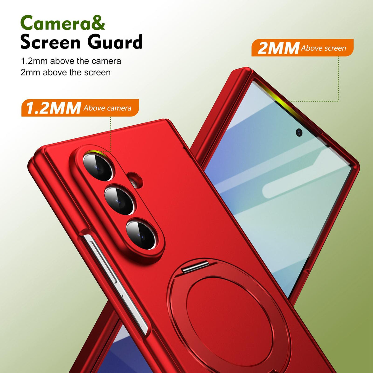 For Galaxy Z Fold8 Ultra 5G Rotation Magnetic Ring Holder Hinge Integrated Film Phone Case - Red - EDA009804302F
