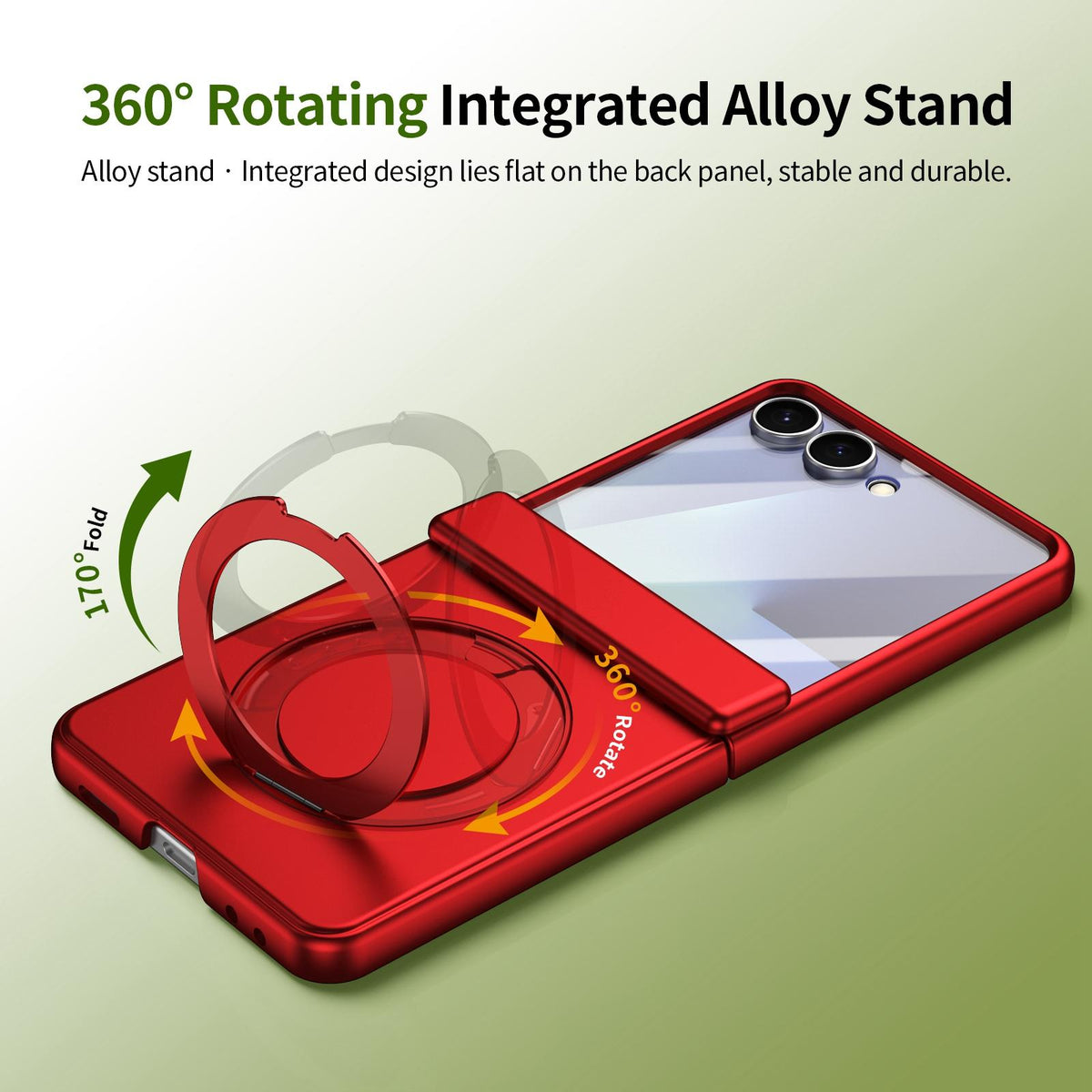 For Galaxy Z Flip8 5G Rotation Magnetic Ring Holder Hinge Integrated Film Phone Case - Red - EDA009804303F
