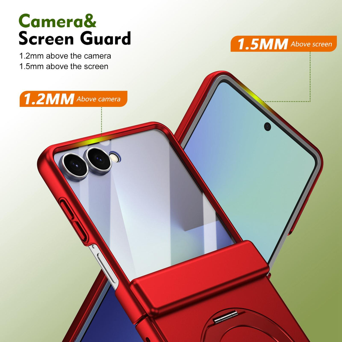 For Galaxy Z Flip8 5G Rotation Magnetic Ring Holder Hinge Integrated Film Phone Case - Red - EDA009804303F