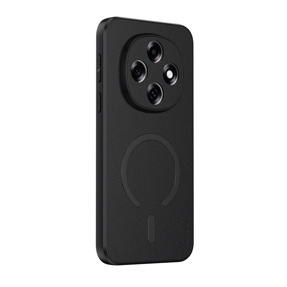 For OPPO A6 Pro 5G Global CPH2781 Goatskin Vegan Leather Magnetic Phone Case - Black - EDA009816502B