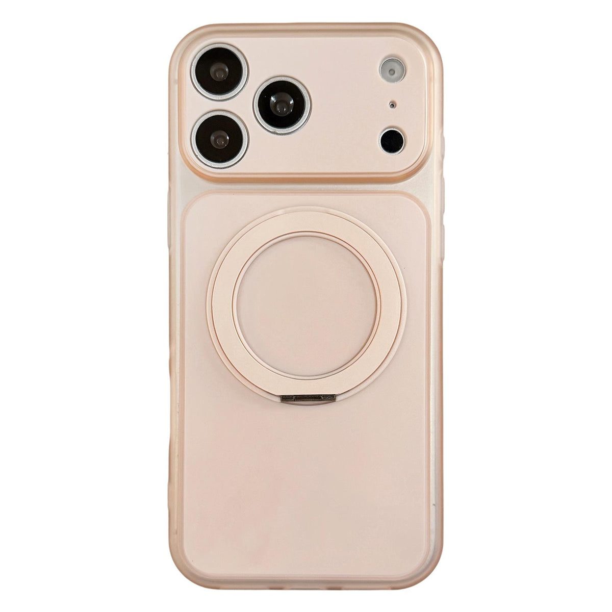 For iPhone 17 Pro Max Skin Feel Frosted Liquid Silicone 360 Rotating Holder Magnetic Phone Case - Pink - EDA009818801B