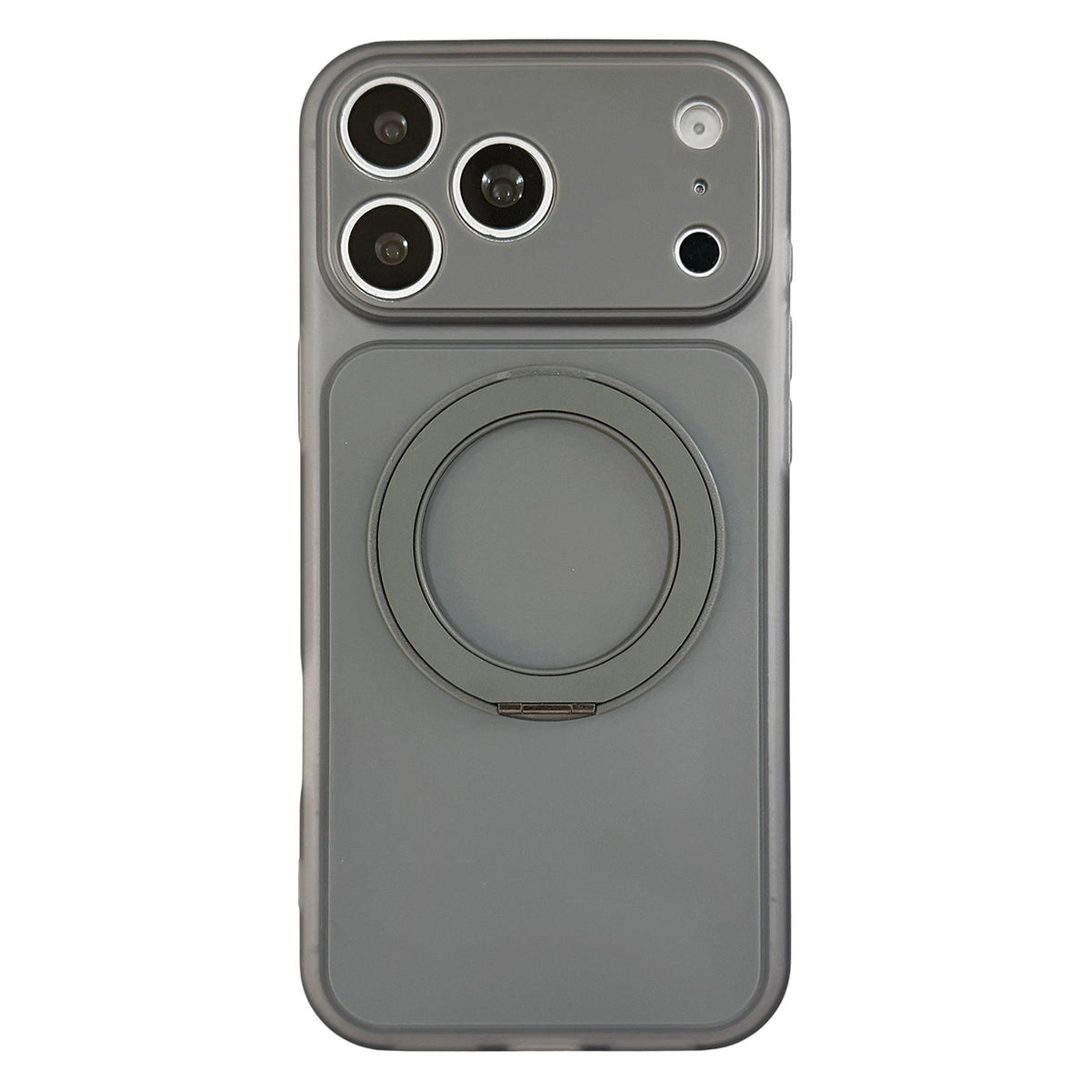 For iPhone 17 Pro Max Skin Feel Frosted Liquid Silicone 360 Rotating Holder Magnetic Phone Case - Gray - EDA009818801D
