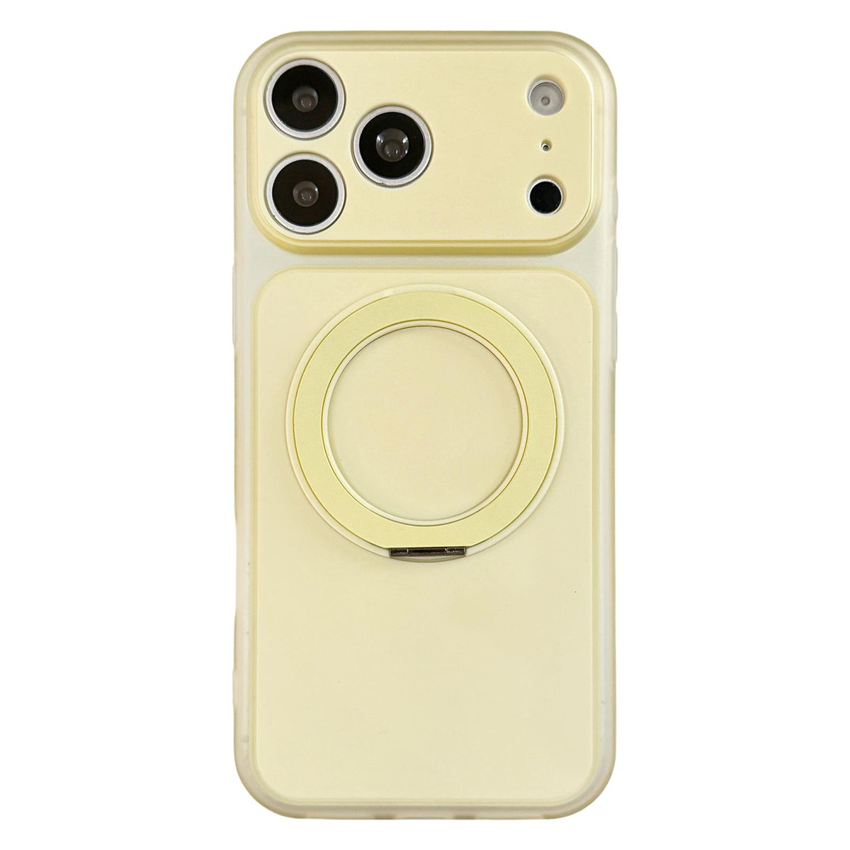 For iPhone 17 Pro Max Skin Feel Frosted Liquid Silicone 360 Rotating Holder Magnetic Phone Case - Yellow - EDA009818801E
