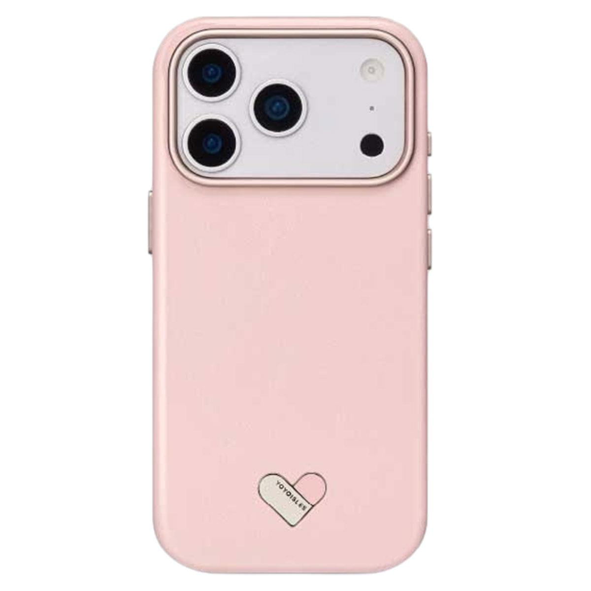 For iPhone 17 Pro Max YOYOISLES Heart Island Series Electroplated PC Hybrid PU Phone Case - Pink - EDA009820901B