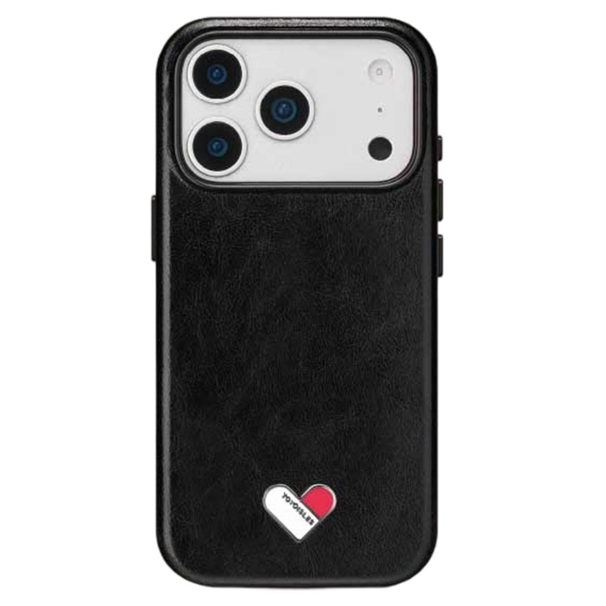 For iPhone 17 Pro Max YOYOISLES Heart Island Series Electroplated PC Hybrid PU Phone Case - Black - EDA009820901C