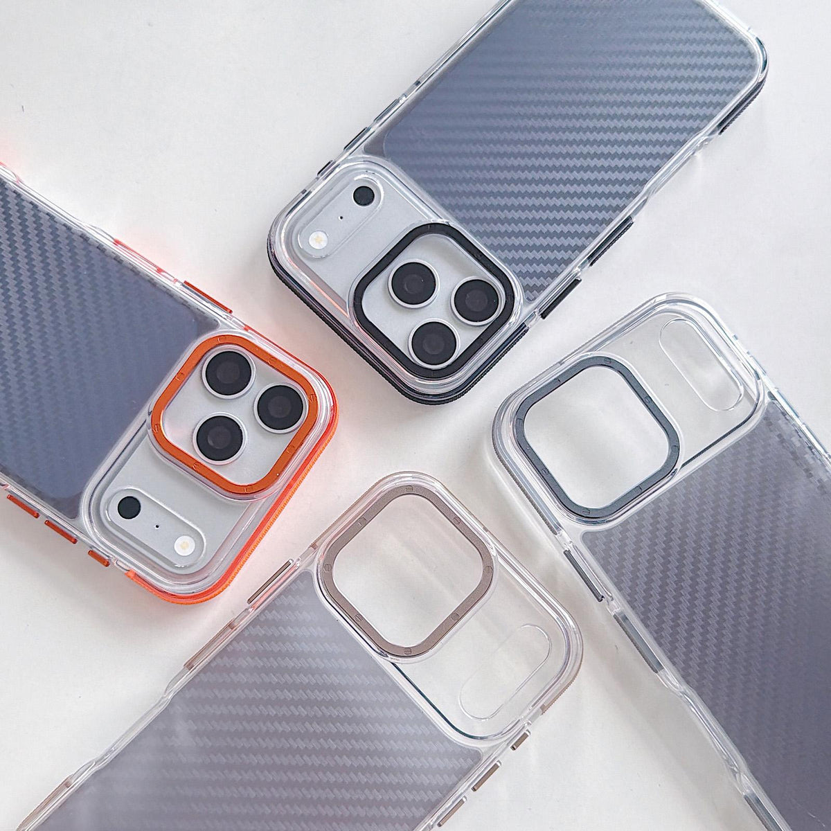 For iPhone 17 Pro Max Dual-Color Carbon Fiber Texture Acrylic Hybrid TPU Phone Case - Orange - EDA009831601A