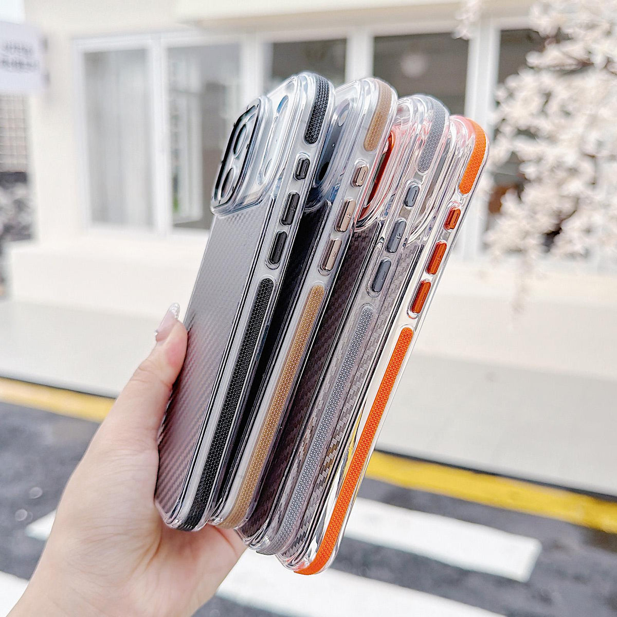 For iPhone 17 Pro Max Dual-Color Carbon Fiber Texture Acrylic Hybrid TPU Phone Case - Gray - EDA009831601C