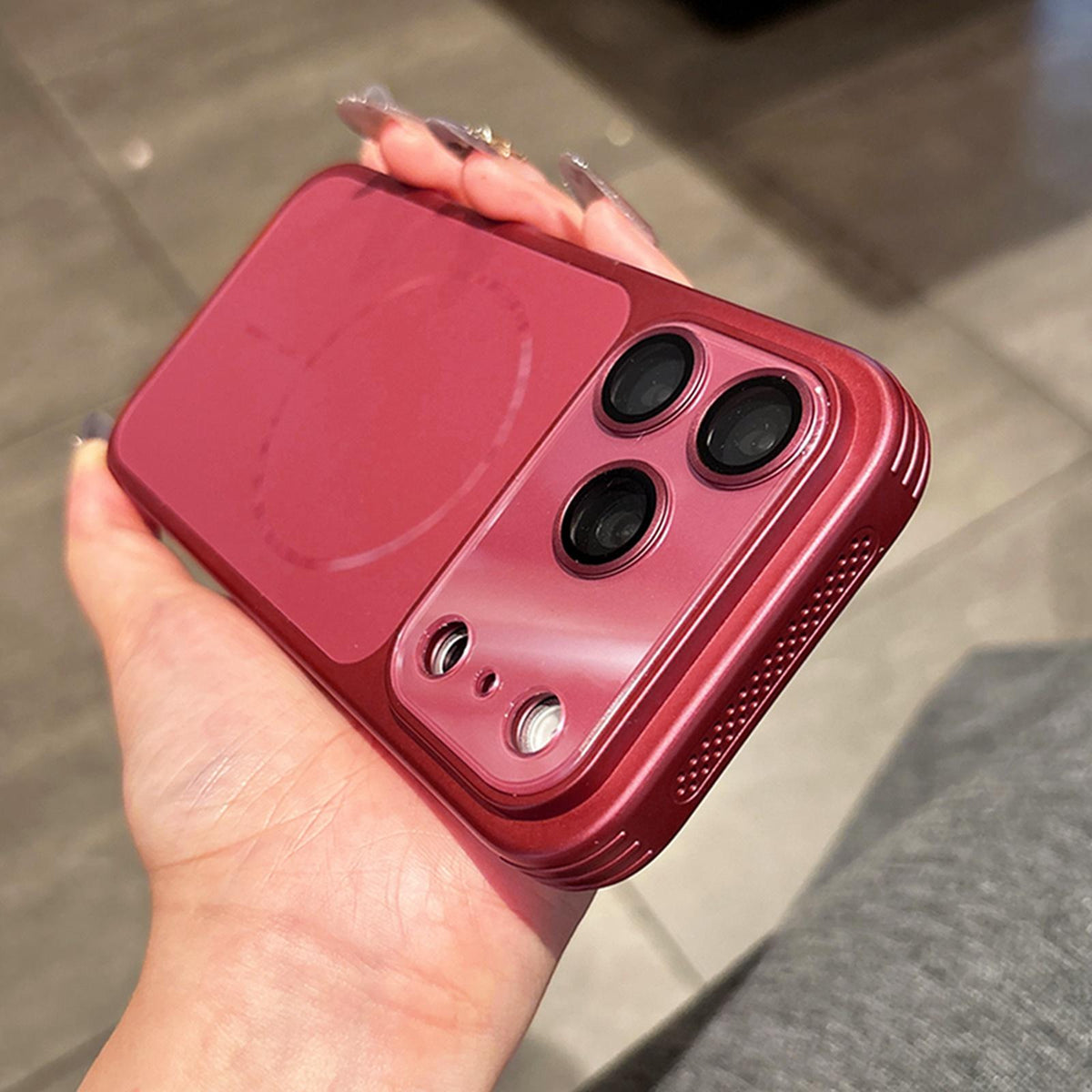 For iPhone 17 Pro Max Cooling Magnetic PC Hybrid TPU Frosted Phone Case - Pink - EDA009838001C