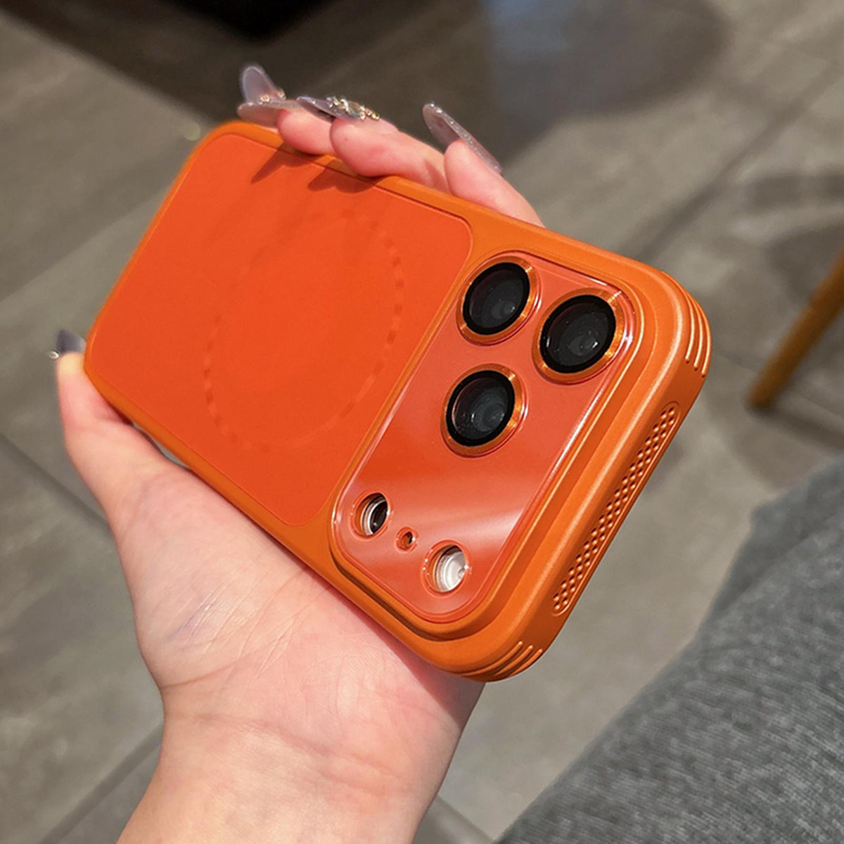 For iPhone Air Cooling Magnetic PC Hybrid TPU Frosted Phone Case - Orange - EDA009838004B