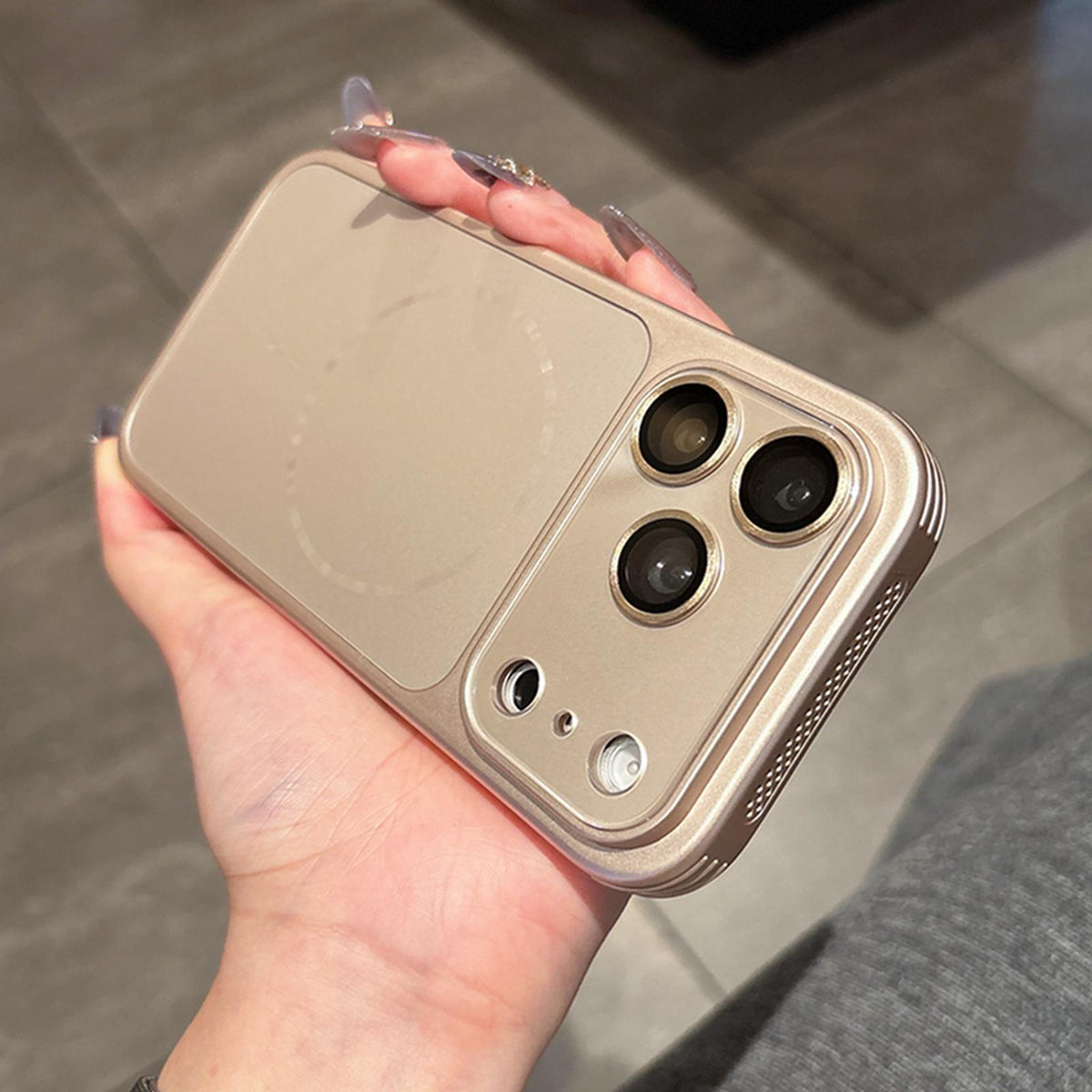 For iPhone Air Cooling Magnetic PC Hybrid TPU Frosted Phone Case - Gold - EDA009838004D