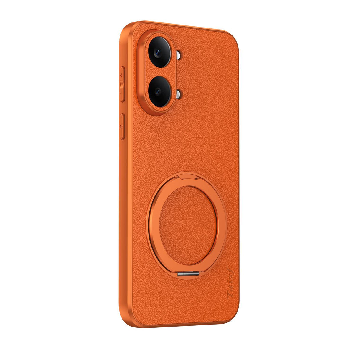 For Redmi Turbo 5 Max 5G Goatskin Vegan Leather Magnetic Phone Case With 360 Degree Rotating Holder - Orange - EDA009839303A