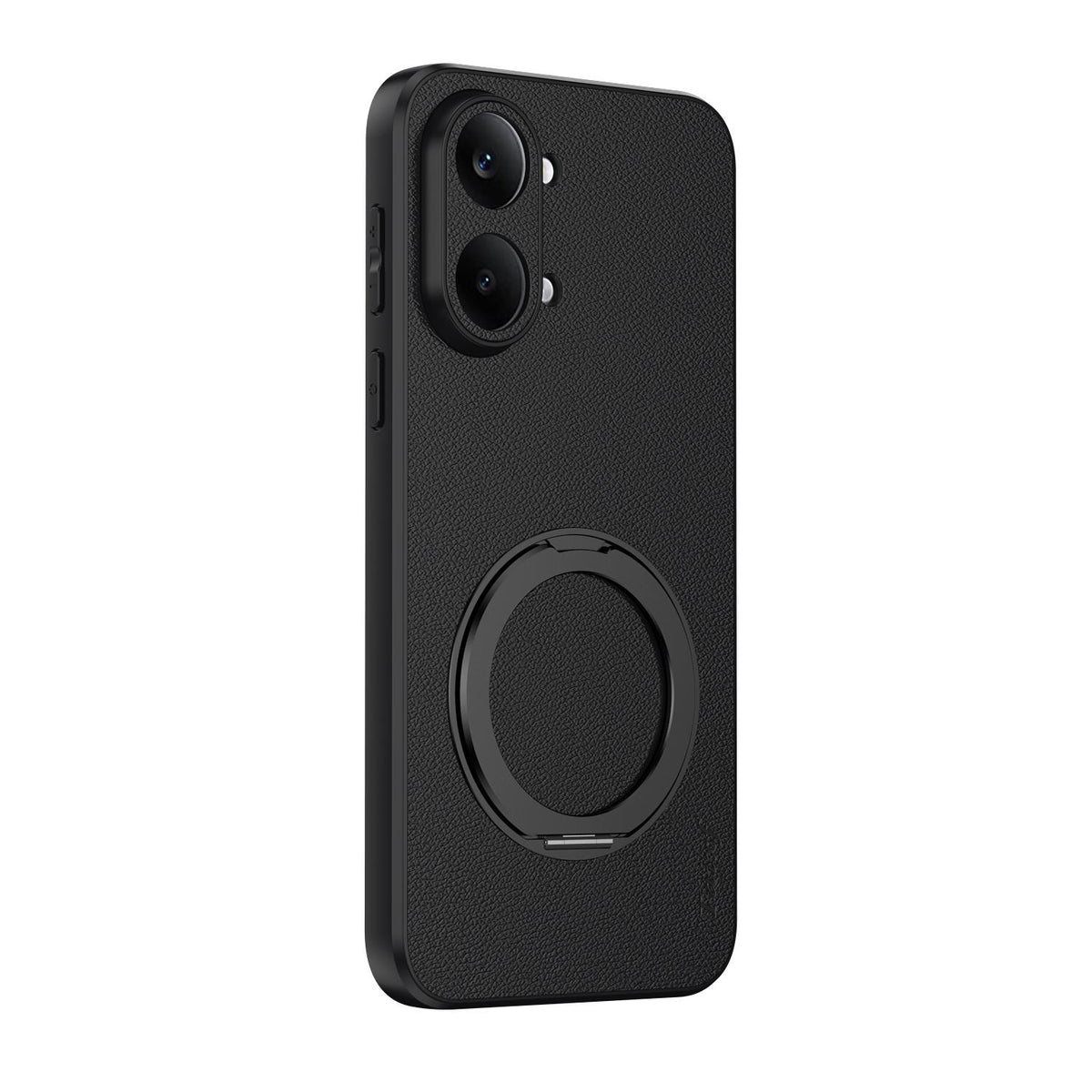 For Redmi Turbo 5 Max 5G Goatskin Vegan Leather Magnetic Phone Case With 360 Degree Rotating Holder - Black - EDA009839303B