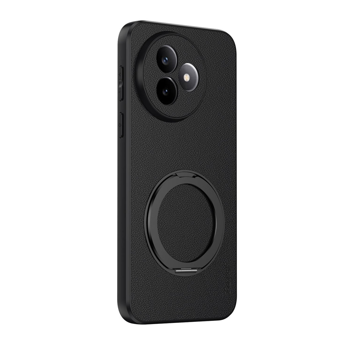 For Redmi K80 Ultra Goatskin Vegan Leather Magnetic Phone Case With 360 Degree Rotating Holder - Black - EDA009839309B