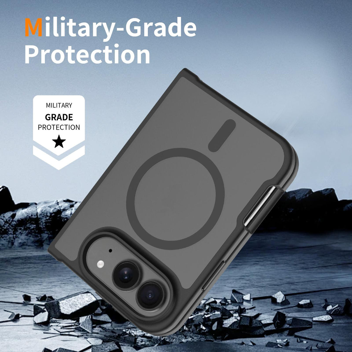 For iPhone Duo Skin Feel TPU Hybrid PC MagSafe Phone Case - Black - EDA009844101A