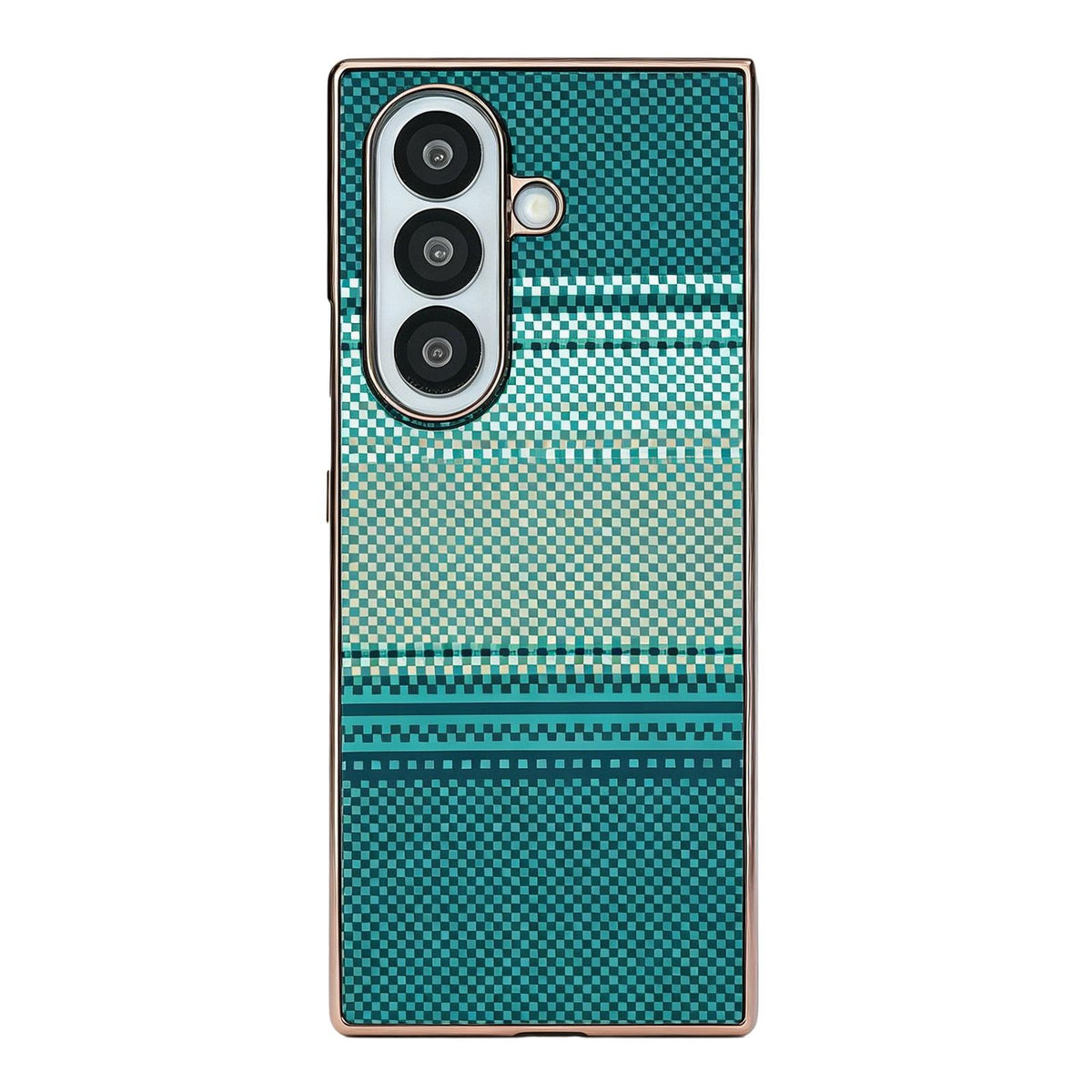 For Galaxy Z Fold7 5G Rainbow Kevlar-Plaid Magnetic PC Integrated Film Phone Case - Blue - EDA009852402A