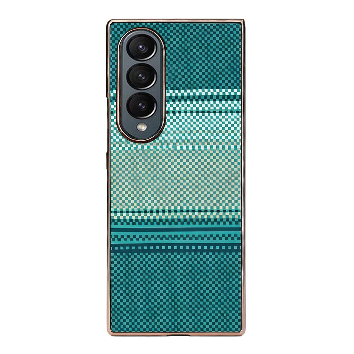 For Galaxy Z Fold3 5G Rainbow Kevlar-Plaid Magnetic PC Integrated Film Phone Case - Blue - EDA009852406A