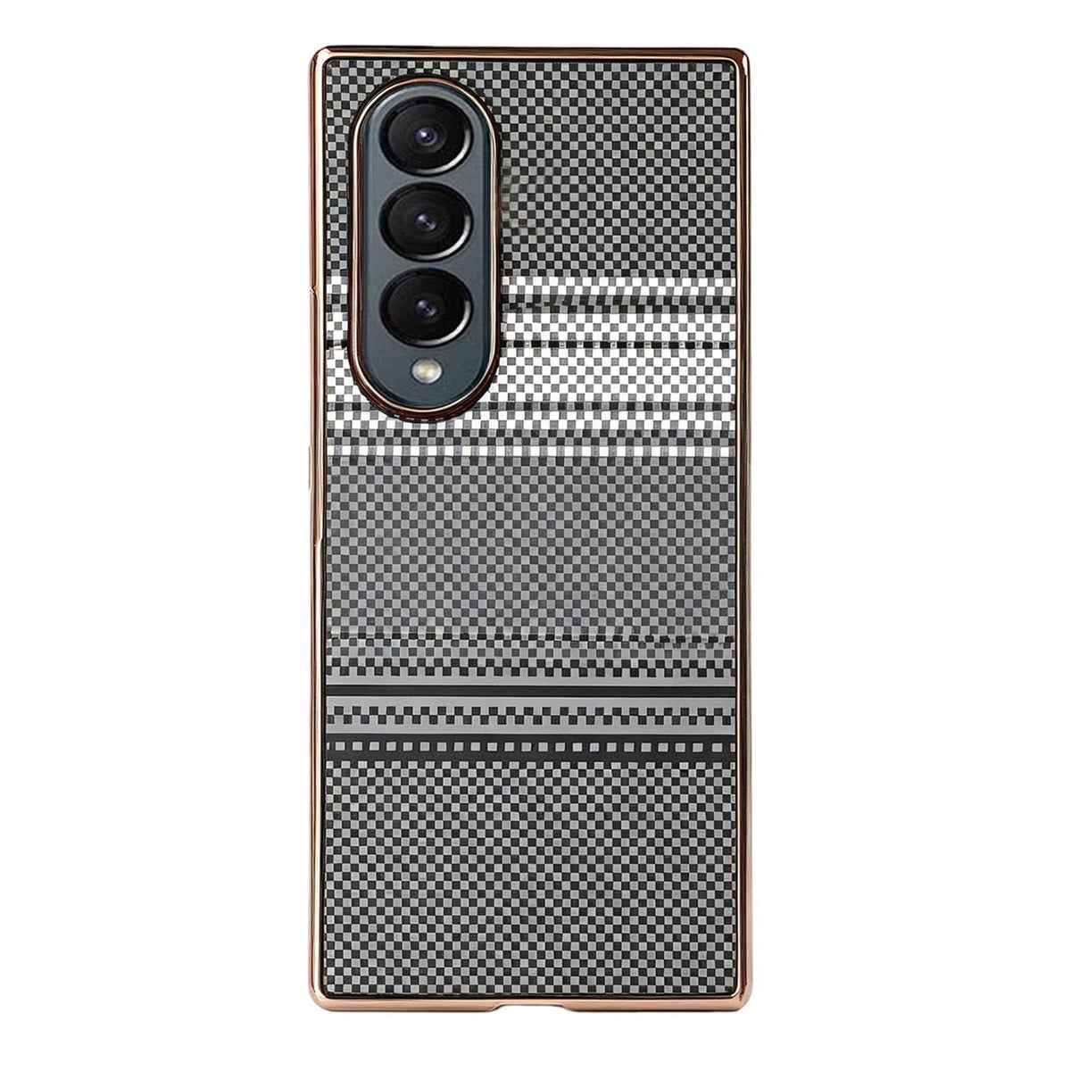 For Galaxy Z Fold3 5G Rainbow Kevlar-Plaid Magnetic PC Integrated Film Phone Case - Grey - EDA009852406C