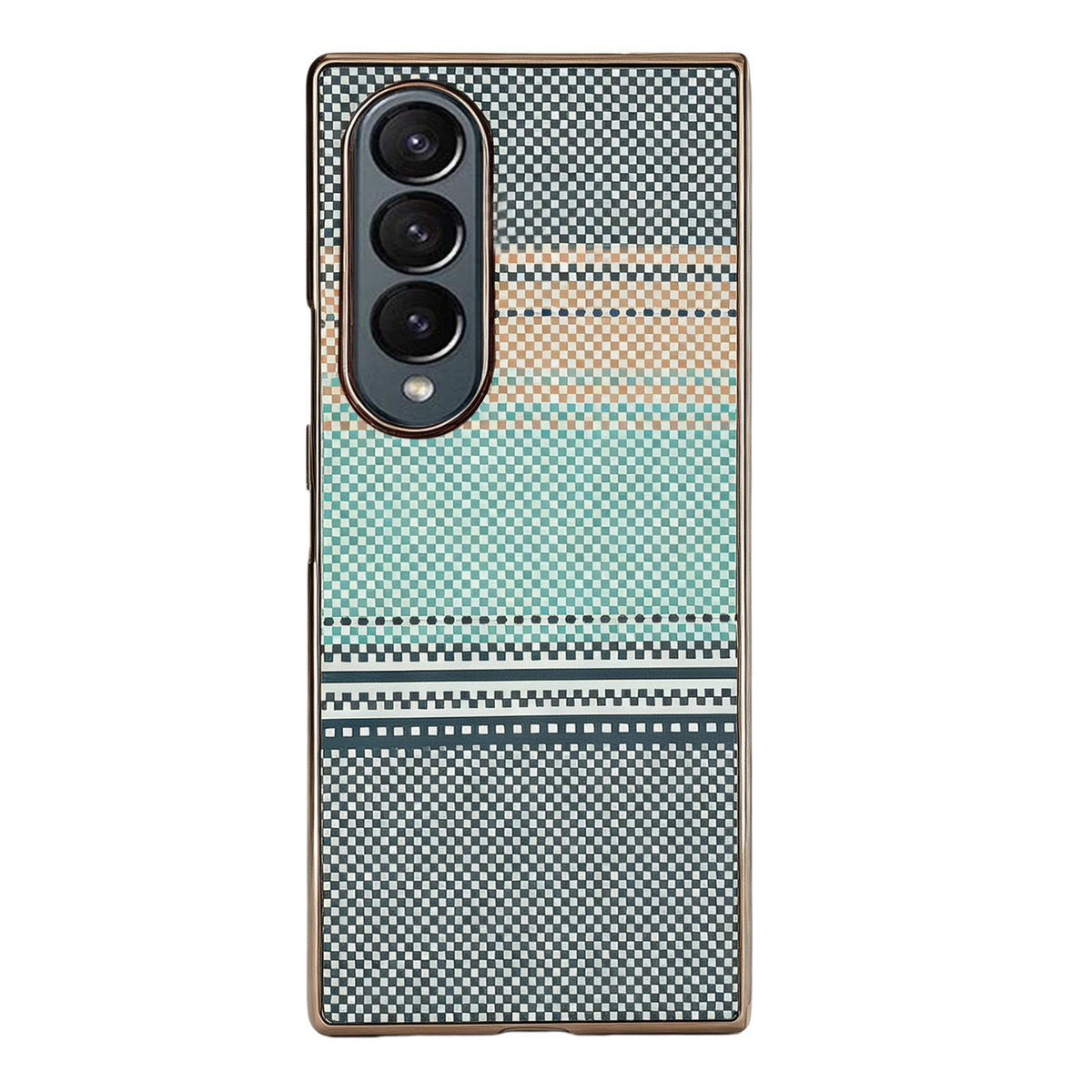 For Galaxy Z Fold3 5G Rainbow Kevlar-Plaid Magnetic PC Integrated Film Phone Case - Light Blue - EDA009852406D