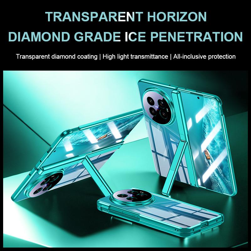 For vivo X Fold6 5G Electroplating Transparent Shockproof Phone Case with Hinge Holder - Black - EDA009860501A