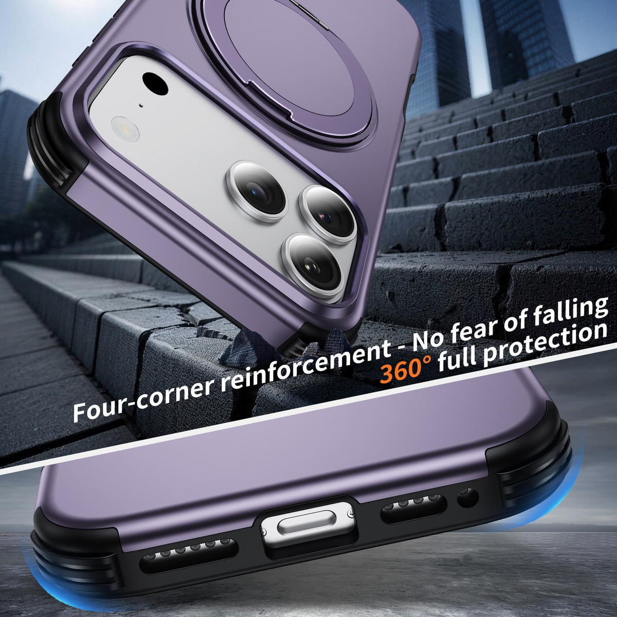 For iPhone 18 Pro Max Magnetic 360 Rotating Holder Phone Case - Light Purple - EDA009861204F