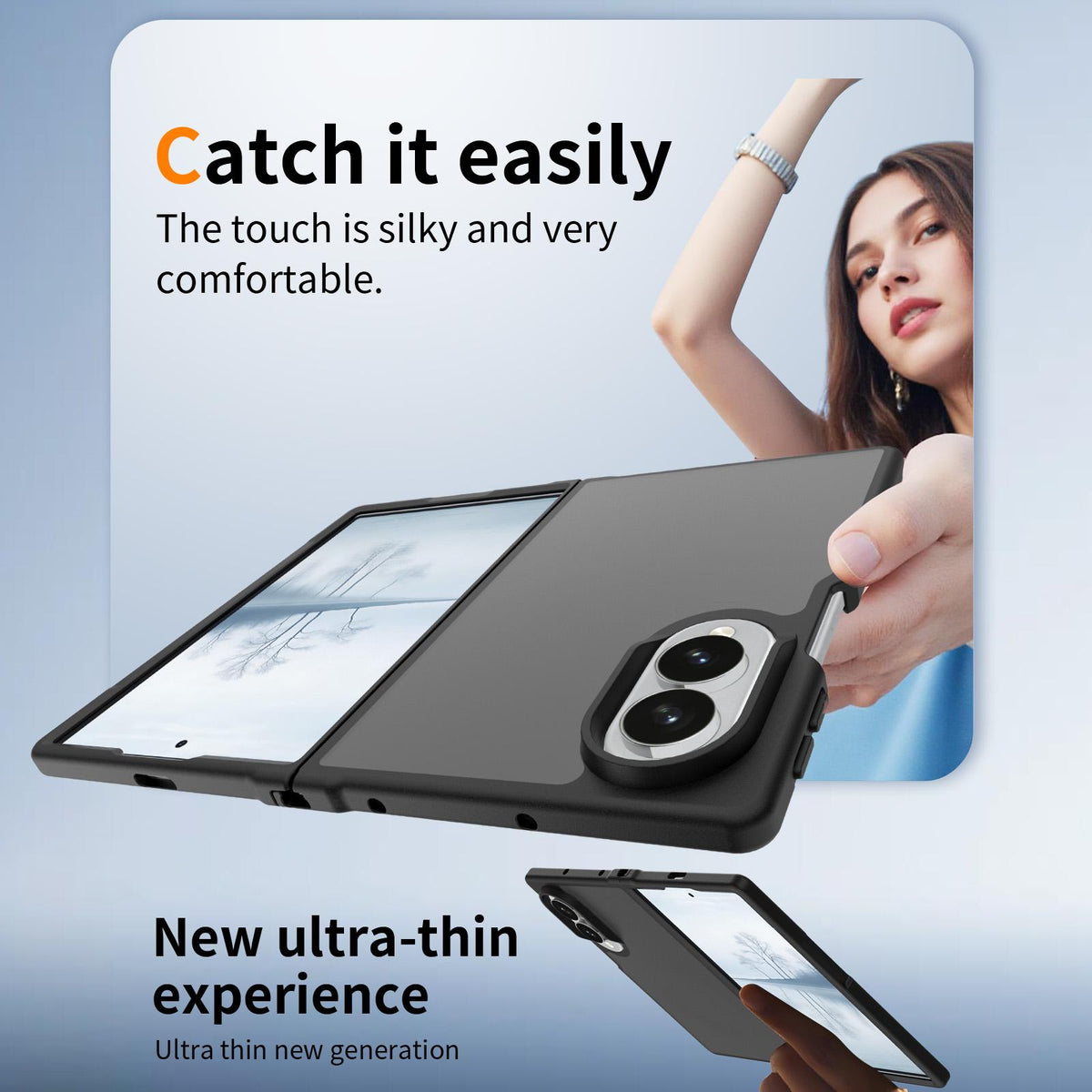 For Galaxy Z Fold8 5G Skin Feel Contrast Color TPU Hybrid PC Phone Case - Black - EDA009866801A