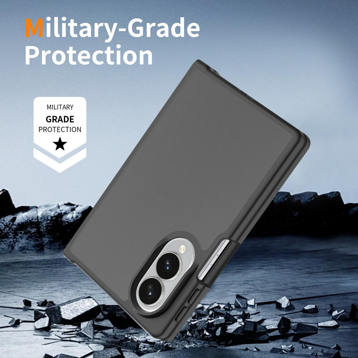 For Galaxy Z Fold8 5G Skin Feel Contrast Color TPU Hybrid PC Phone Case - Black - EDA009866801A